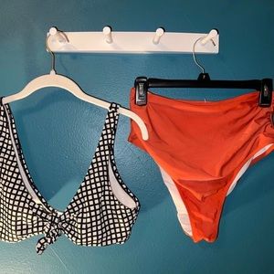 Windowpane High Waisted Bikini Set